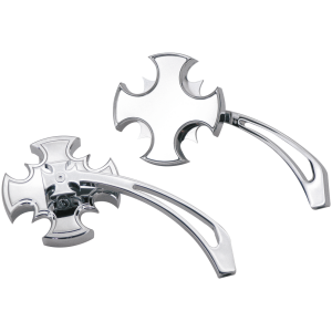 CROSS BLADE MIRROR SET WITH CUT-OUT ARM GZP Crossblade mirrors w/maltese spear s