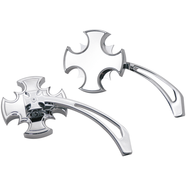 CROSS BLADE MIRROR SET WITH CUT-OUT ARM GZP Crossblade mirrors w/maltese spear s