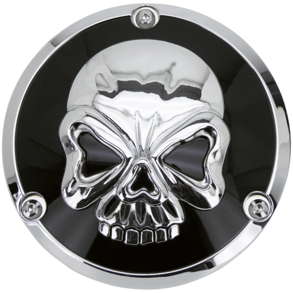 ZOMBIE STYLE SKULLED DERBY COVERS GZP Skull blck/chrome derby cover 5 hole