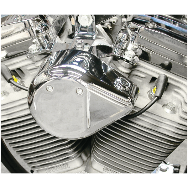 TEARDROP STYLE COIL MOUNT COVER & IGNITION SWITCH BRACKET GZP Chrome Alum.Teardrop FXR coilmount/c