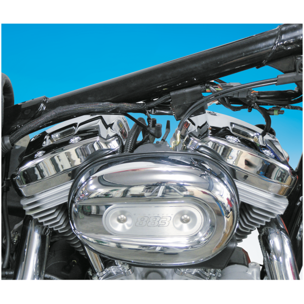 CHROME ROCKER COVERS FOR 2004 TO PRESENT SPORTSTER GZP Chrome rocker box kit XL04-up f/1 cy