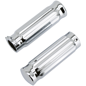CHROME ALUMINUM BARREL STYLE GRIPS GZP Chrome barrel style V-groove grip