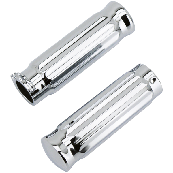 CHROME ALUMINUM BARREL STYLE GRIPS GZP Chrome barrel style V-groove grip