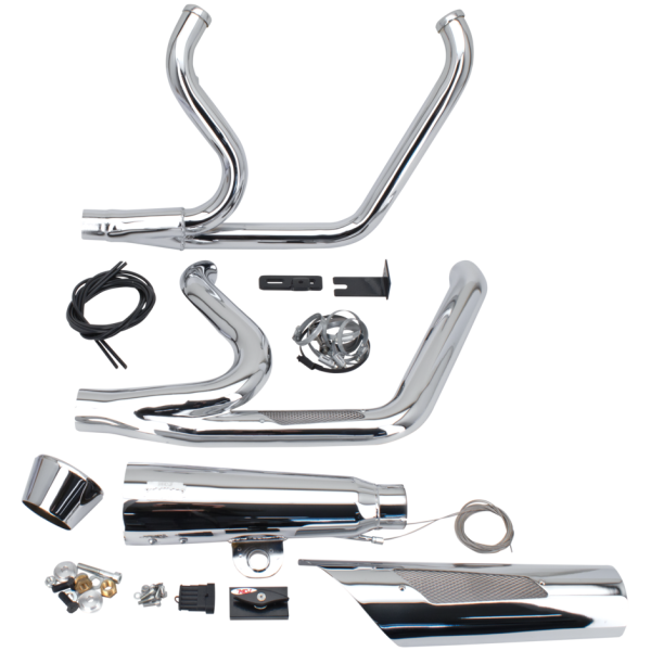 MCJ ADJUSTABLE 2-INTO-1 FOR TWIN CAM SOFTAIL MCJ 2-1 Shorty ST07-15 Chrome