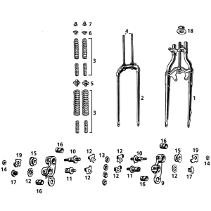 OLD STYLE SPRINGER FRONT FORKS Front fork set complete BT36-45 black