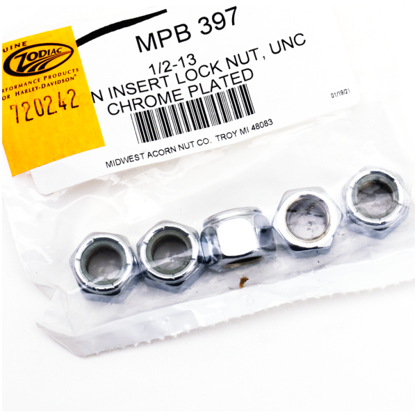 CHROME NYLOC NUT ASSORTMENT 5pck Chrome nylon insert nuts 1/2-13 UNC