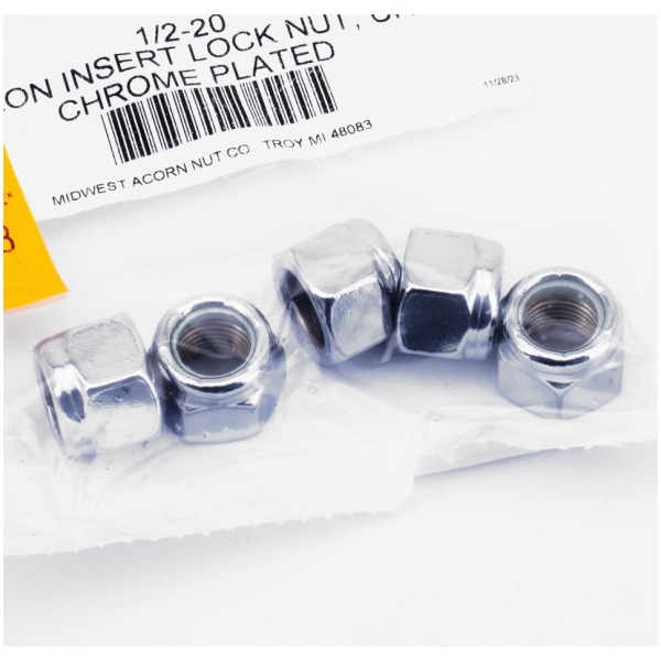 CHROME NYLOC NUT ASSORTMENT 5pck Chrome nylon insert nuts 1/2-20 UNF