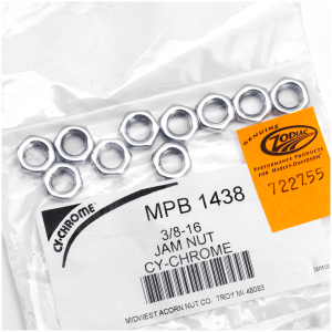 CHROME JAM NUTS ASSORTMENT 10Pck Jam Nut 3/8-16, UNC