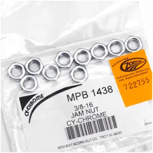 CHROME JAM NUTS ASSORTMENT 10Pck Jam Nut 3/8-16, UNC
