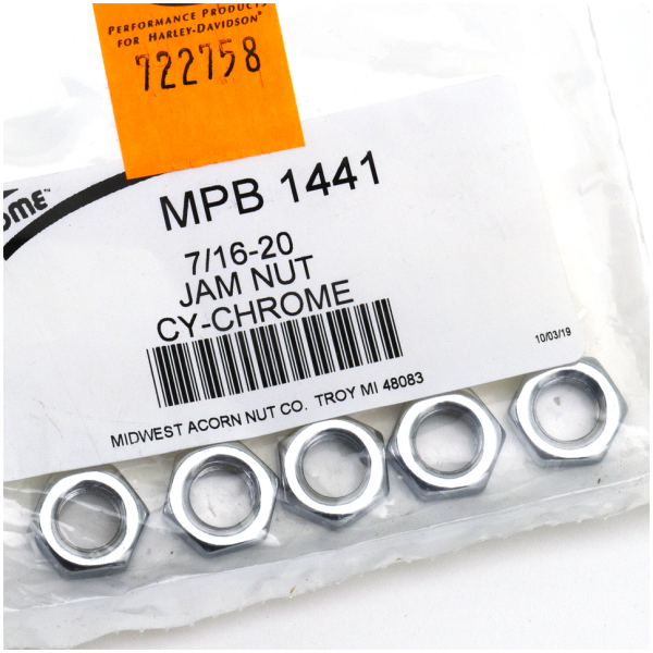 CHROME JAM NUTS ASSORTMENT 5Pck Jam Nut 7/16-20, UNF