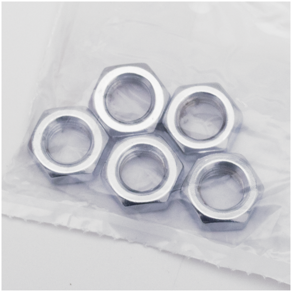 CHROME JAM NUTS ASSORTMENT 5Pck Jam Nut 1/2-13, UNC