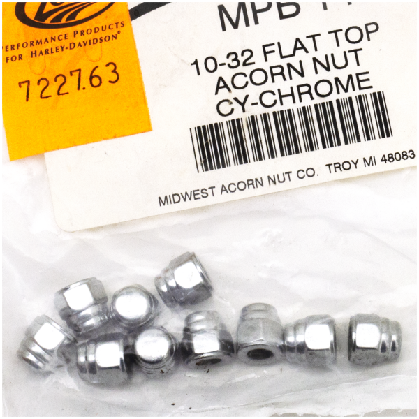 FLAT TOP ACORN NUTS ASSORTMENT 10Pck 10-32 Flat Top Acorn Nut