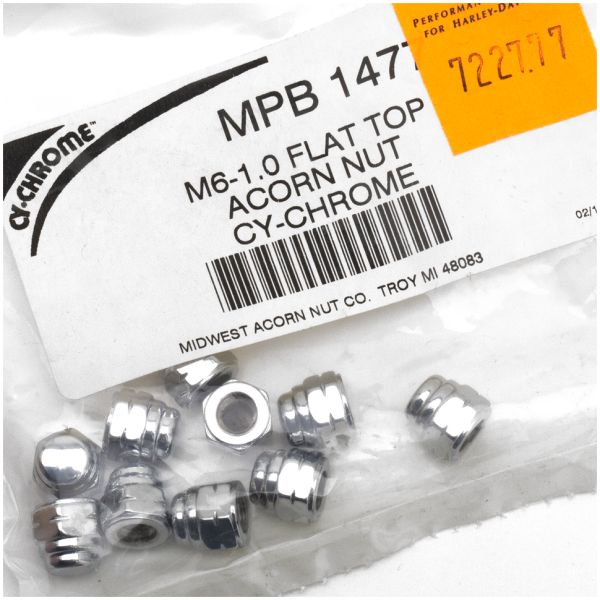 FLAT TOP ACORN NUTS ASSORTMENT 10Pck M6-1.0 Flat Top Acorn Nut