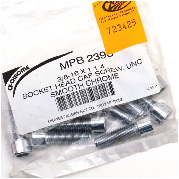 CHROME PLATED ALLEN HEAD SCREWS ASSORTMENT (1) 10pck Chr smth allen screws 3/8-16x1-1/4