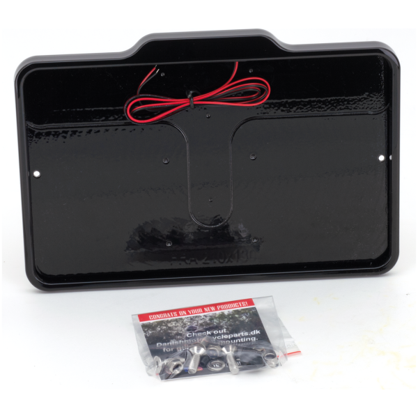 LICENSE PLATE FRAME WITH LICENSE PLATE ILLUMINATION DMP License Frame FR Gloss Black