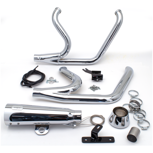 MCJ ADJUSTABLE 2-INTO-1 FOR MILWAUKEE EIGHT SOFTAIL MCJ 2-1 Shorty ST18-20 Chrome