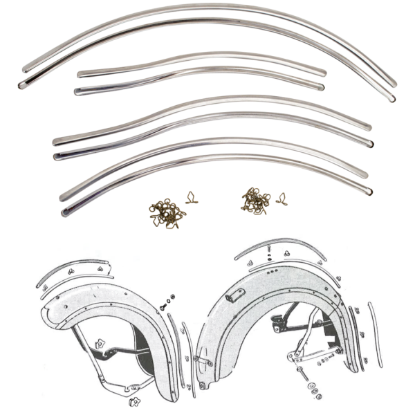 FENDER TRIMS FOR VINTAGE MODELS trim rear fender with mounting clips set