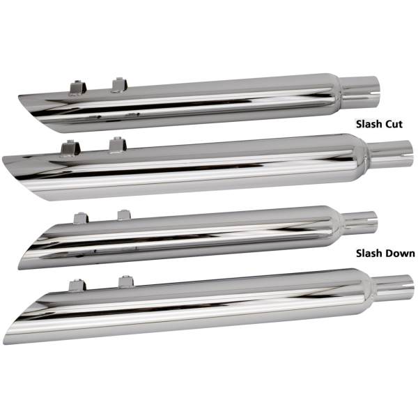 SLIP-ON MUFFLERS FOR BIG TWIN AND SPORTSTER Chr Slip-ons FLH/T95-16 Strt tip no baff