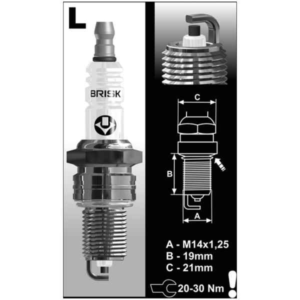 BRISK SPARK PLUGS Each Brisk LR14YC spark plug