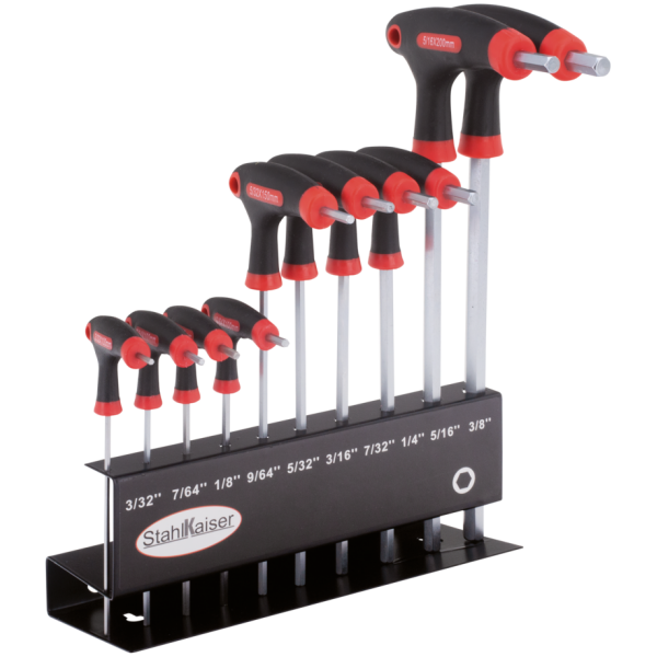 10-PIECE INCH SIZE INTERNAL HEX WRENCH SET 10Pc T-Grip allen wrench set 3/32"-3/8"