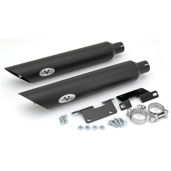 V-PERFORMANCE SLIP-ON MUFFLERS FOR SPORTSTER Twin Slash/Cut Dark mfflr set D. 80mm XL