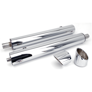 V-PERFORMANCE  SLIP-ON MUFFLERS FOR INDIAN POWERPLUS & THUNDERSTROKE Twin Chr mfflr set D. 100mm BANGER Class