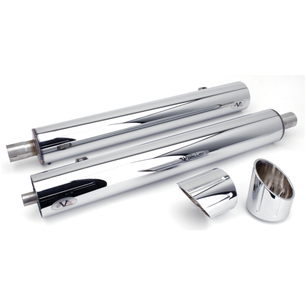 V-PERFORMANCE  SLIP-ON MUFFLERS FOR INDIAN POWERPLUS & THUNDERSTROKE Twin Chr mfflr set D. 100mm BANGER Class