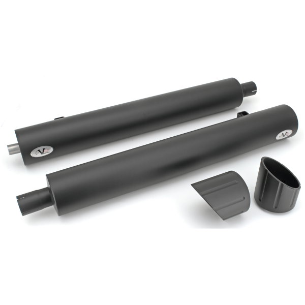 V-PERFORMANCE  SLIP-ON MUFFLERS FOR INDIAN POWERPLUS & THUNDERSTROKE Twin Dark mfflr set D. 100mm BANGER Clas