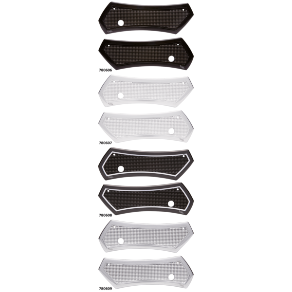 VITY'S DESIGN SADDLEBAG LATCH COVERS DIAMOND LATCH COVER POLISHED 97-13