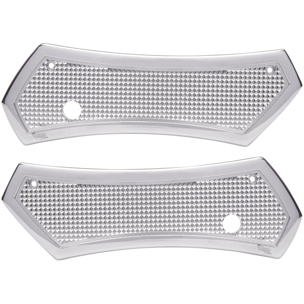 VITY'S DESIGN SADDLEBAG LATCH COVERS DIAMOND LATCH COVER CHROME 97-13
