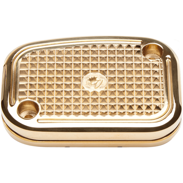 VITY'S DIAMOND DESIGN MASTER CYLINDER COVERS DMND M/C CVR BRAKE BRASS FLH/T08-up