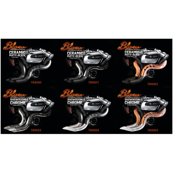 BLOW PERFORMANCE EXHAUSTS FOR MILWAUKEE EIGHT Blow Chr pipes Chr shields ME17-Up