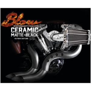 BLOW PERFORMANCE EXHAUSTS FOR EVOLUTION BIG TWIN & TWIN CAM Blow black pipes black shields BT84-17