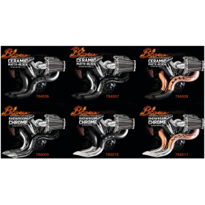 BLOW PERFORMANCE EXHAUSTS FOR EVOLUTION BIG TWIN & TWIN CAM Blow Blk pipes chr shields BT83-17
