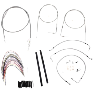 CABLE KIT 14" BRAIDED STAINLESS STEEL HANDLEBAR W/O ABS