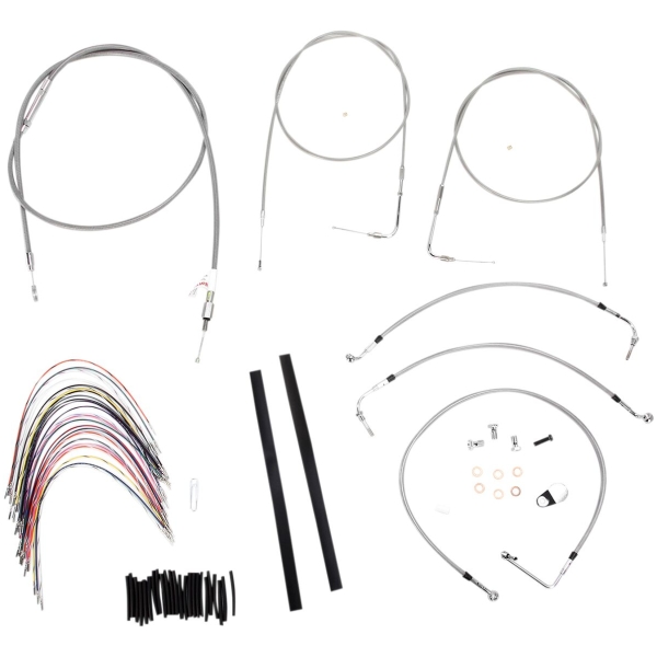 CABLE KIT 14" BRAIDED STAINLESS STEEL HANDLEBAR W/O ABS