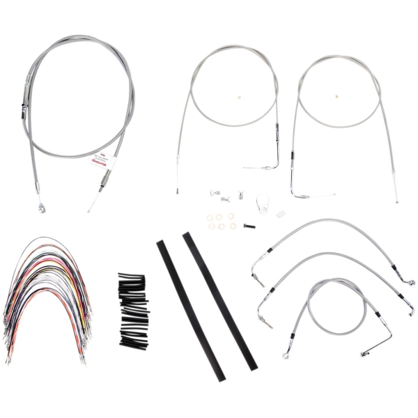 CABLE KIT 14" BRAIDED STAINLESS STEEL HANDLEBAR W/O ABS