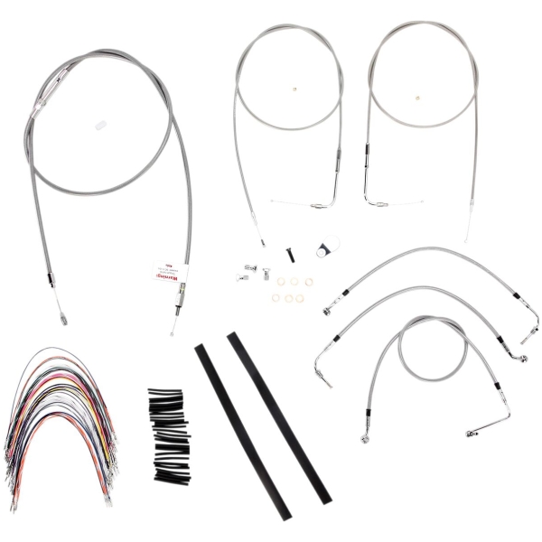 CABLE KIT 16" BRAIDED STAINLESS STEEL HANDLEBAR W/O ABS