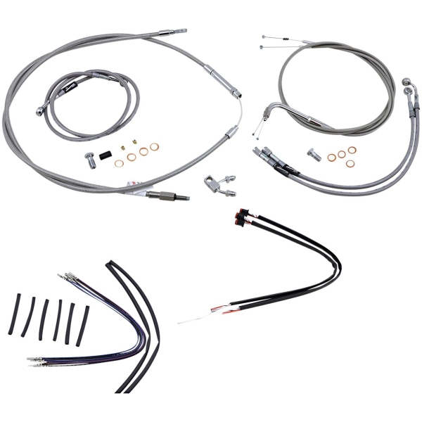 CABLE KIT 14" BRAIDED STAINLESS STEEL HANDLEBAR W/ABS