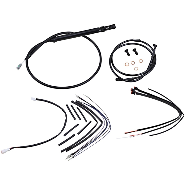 Complete Black Vinyl Handlebar Cable/Brake Line Kit For 12" Ape Hanger Handlebars