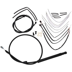 Complete Black Vinyl Handlebar Cable/Brake Line Kit For 14" Ape Hanger Handlebars