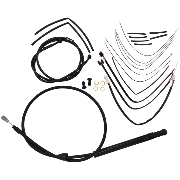 Complete Black Vinyl Handlebar Cable/Brake Line Kit For 14" Ape Hanger Handlebars
