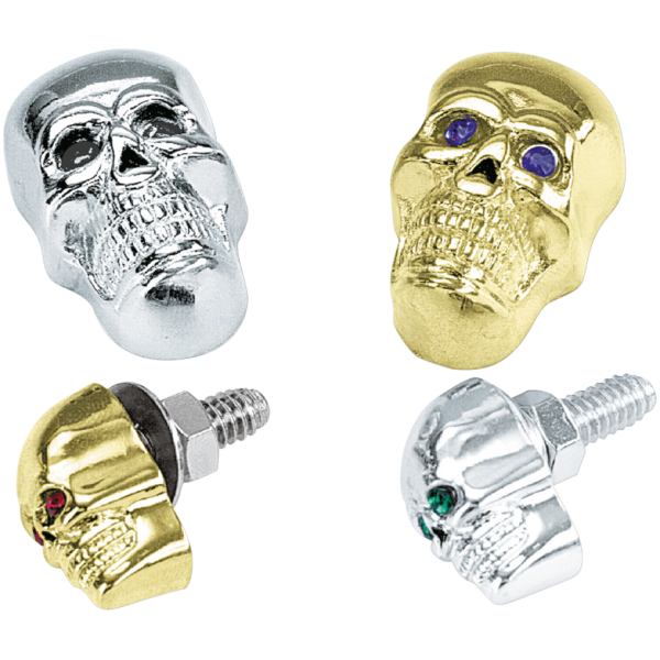 BAD BONES STUDDED SKULLS GZP Skull krommet chrome red eyes Small