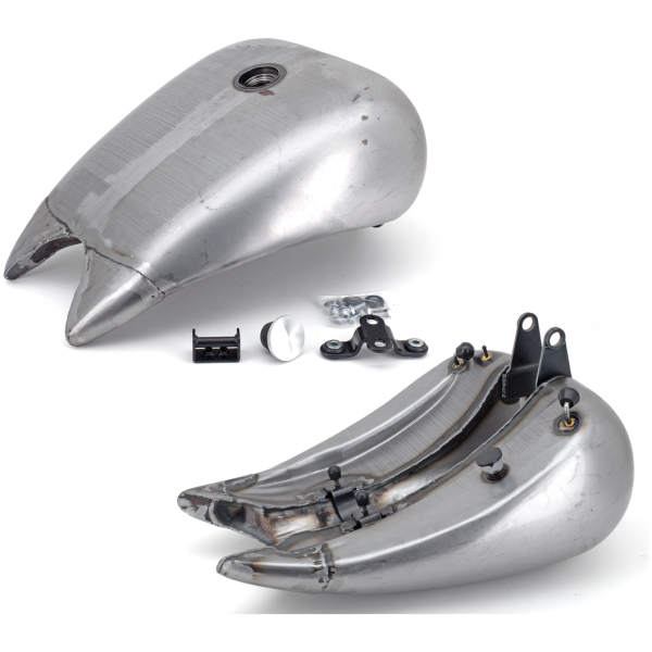 ONE PIECE 4" STRETCHED STEEL SMOOTH TOP GAS TANK FOR SOFTAILS GZP 4" Str gastank Softail single popup