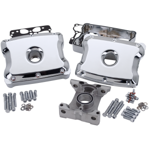 DIE-CAST TWO-PIECE ALUMINUM TWIN CAM ROCKER BOX KITS GZP Chrome 2 pce Rocker Box Assy TC99-17