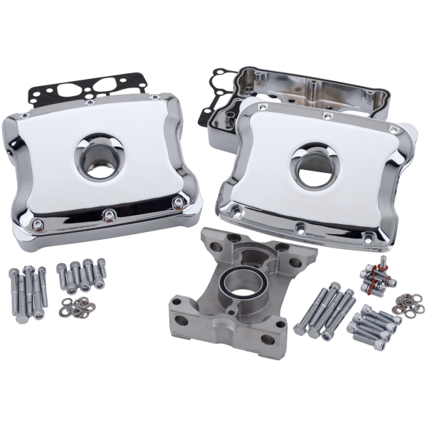 DIE-CAST TWO-PIECE ALUMINUM TWIN CAM ROCKER BOX KITS GZP Chrome 2 pce Rocker Box Assy TC99-17