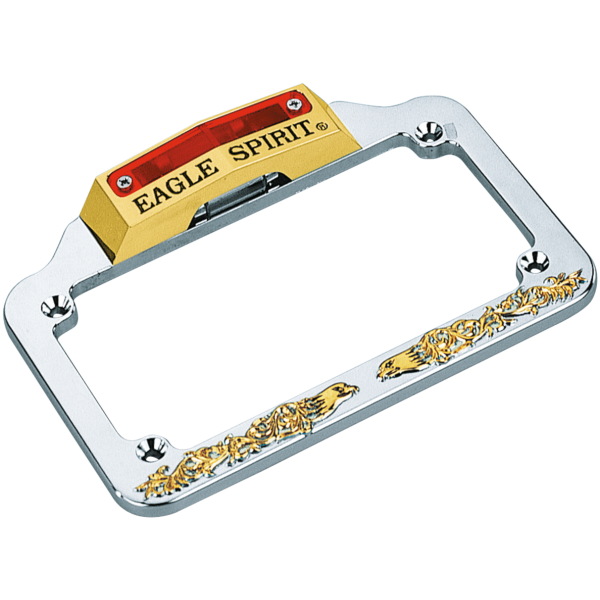 EAGLE SPIRIT LICENSE PLATE FRAME WITH LIGHT GZP License frame w/lite chr/gold
