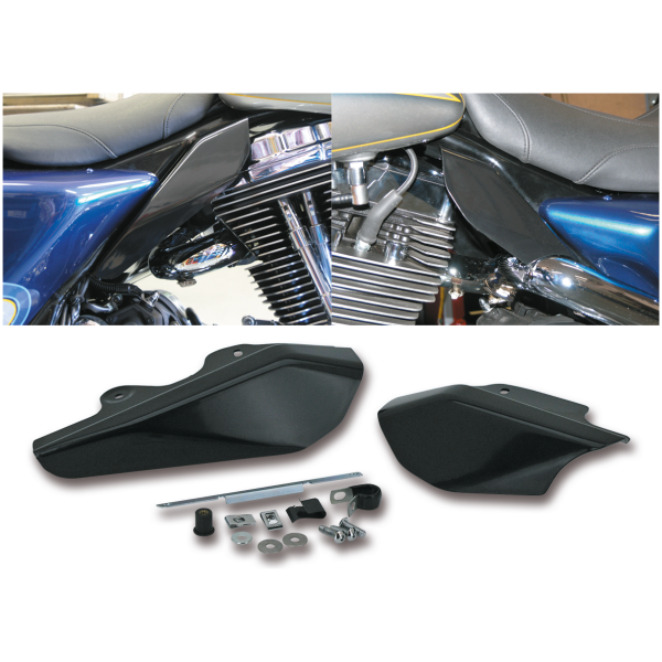 UNDER SEAT MOUNTED AIR DEFLECTORS FOR TOURING GZP Black midframe air deflectors FLH/T0