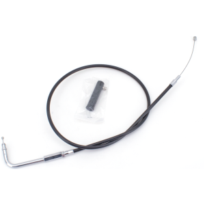 T04 - THROTTLE & IDLE CABLE 1996-2015 SOFTAIL, 1996-2017 DYNA, 1996-2001 CARBURETOR EQUIPPED TOURING & 2007 TO PRESENT SPORTSTER GZP Black BT96 LN=34" 90dgr throttle