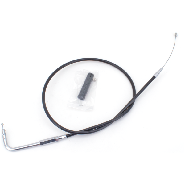 T04 - THROTTLE & IDLE CABLE 1996-2015 SOFTAIL, 1996-2017 DYNA, 1996-2001 CARBURETOR EQUIPPED TOURING & 2007 TO PRESENT SPORTSTER GZP Black BT96 LN=34" 90dgr throttle